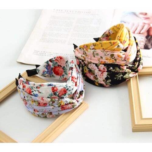 Bohemia Women Top Cross knotted Print Hair Hoop Girls Wide Turban Headbands Elastic Hairbands Fashion Hair Accessories Headdress