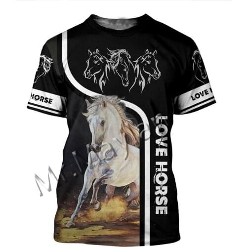 Animal Strong Horse Art Fashion Colorful Men/Women O-Neck T-shirt 3D Print Leisure Hip Hop / Beach Short / Tanks / Harajuku S-71