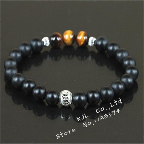 1pcs 2017 Natural charm matt black stone Stone Beads Bracelet simple fashion design Lava Yoga Mala Bracelet