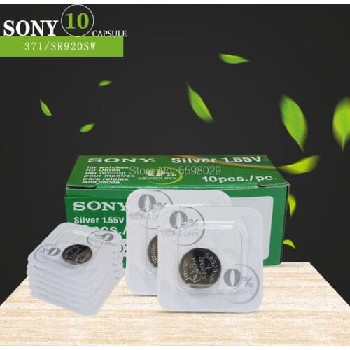 10Pc For Sony AG6 SR920 SR920SW 371 1.55V Single grain packing Battery Button Cell Watch Batteries Repair Accessories