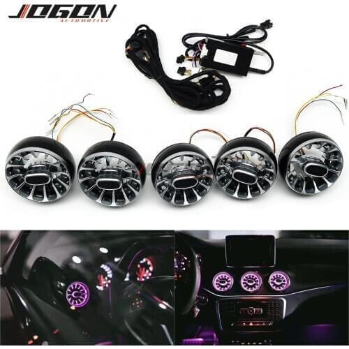 12 Color Front AC Condition Air Vent Outlet Trim Atmosphere Ambient Light Lamp For Mercedes Benz A Class W176 2013-2018