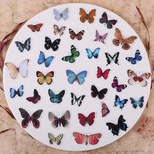 35pcs Creative cute self-made Beautiful butterfly scrapbooking stickers /decorative sticker /DIY craft photo albums Waterproof