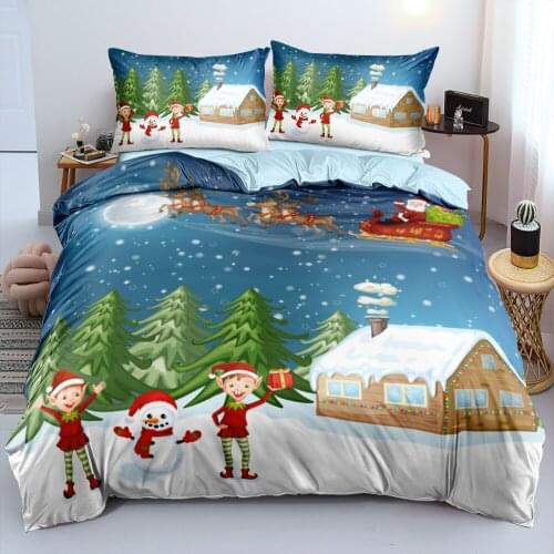 3D Duvet Cover and Pillowcase(s) Christmas Quilt Covers Set Bedding Sets 3-Piece Queen Bed Linen Beddings