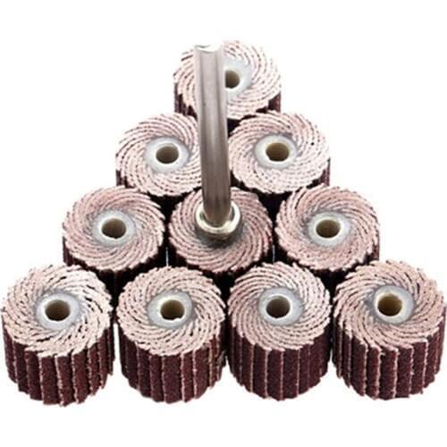 10Pcs Dremel Accessories Rotary Tool Grinding Buffing Sandpaper Flap Wheel Head+Mandrel for Rotary Mini Drill 240-Grit Tool