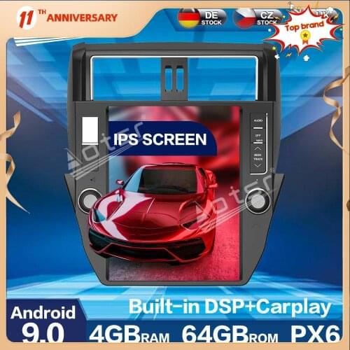 Aorts Tesla Style PX6 Android 9.0 4+64GB For TOYOTA LAND CRUISER Prado 150 2010 + Car Radio Player Auto Stereo HD GPS Navigation
