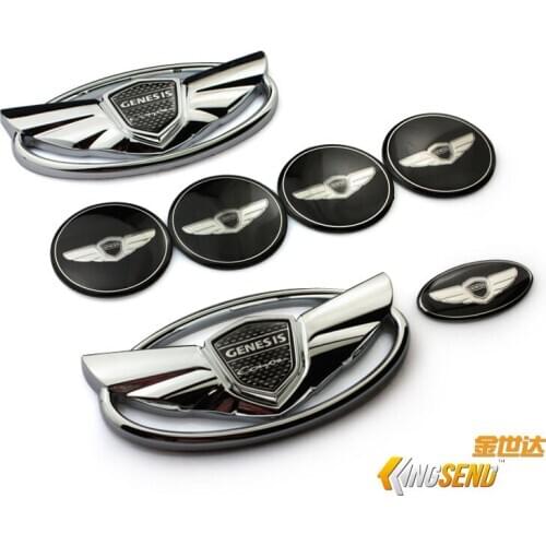 1 Set car emblem For Genesis Coupe Full Emblem 7pcs/set (Front Emblem + Rear Emblem + 4 Wheel Cap + Horn Botton Sticker)