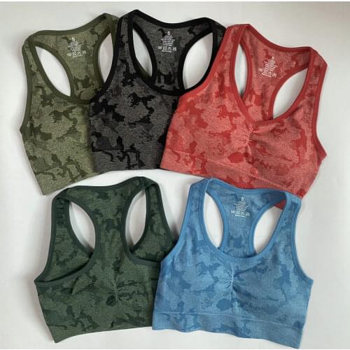 Adapt Seamless Camo Yoga Bra Wide Stripes Padded Sports Bra Women High Impact Fitness Racer Back Crop Top Shockproof Running Bra