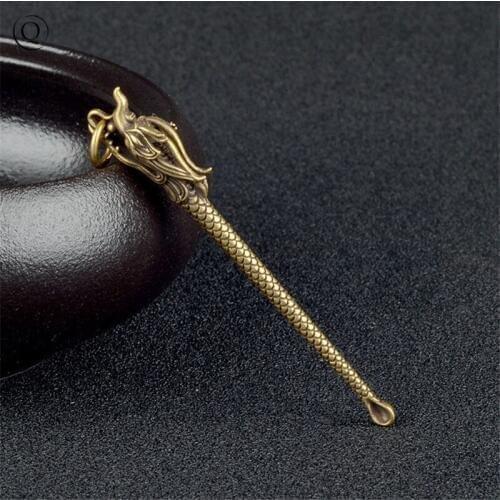 Dragon head key chains Ear Wax Pickers copper Earpick Wax Remover Curette Ear Pick Cleaner Ear Cleaner Spoon Care Ear Clean Tool