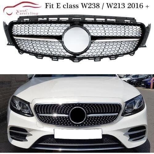 W213 Diamonds Grille Front Bumper Grill Mesh for Mercedes E class W213 W238 2016 + Sedan Coupe Carbriolet E180 E200 E300 E400