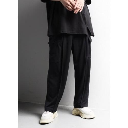 Mens trousers new fashion large casual pants Chinese style straight tube type pleated large pocket elastic waist pants