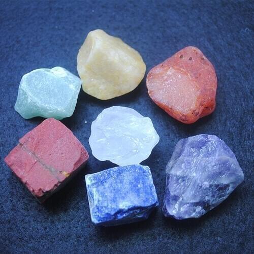 7PCS nature rough stone no hole loose beads lapis carnelian crystal green aventurine 20-30mm for beads collections