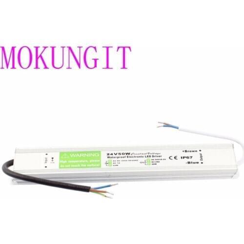 Fast shipping 10pcs DC24V 50W IP67 Waterproof LED Power Supply AC100-240V Input Electronic LED Driver Transformer for LED Strips