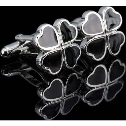 C-MAN Enamel cufflink 2 pairs/lot male French Black leaf cuff button French Shirt Men Jewelry Wedding Groom Men Cuff Links