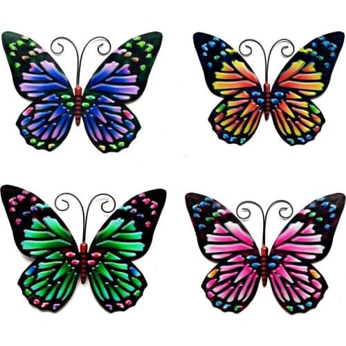 3D Metal Butterfly Decor Inspirational Sculpture Wall Deco for Outdoor Garden Decoration Animal Miniatures Statues Artwork
