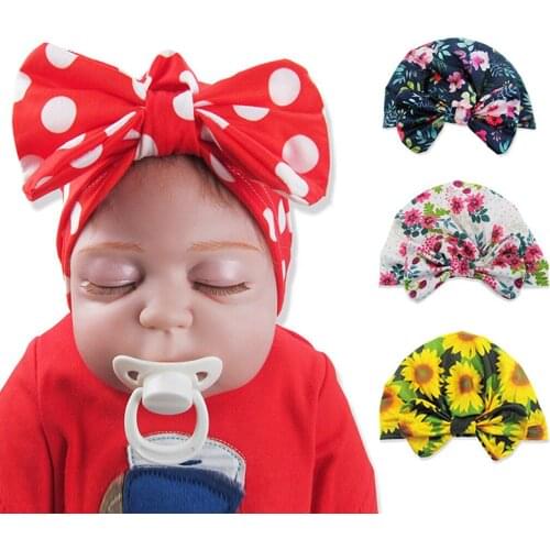 Toddler Kids Girls Baby Turban Knotted Bow Hat Cap Floral Watermelon Headband Boy Girl Cotton Hair Band Headwear Photo Props