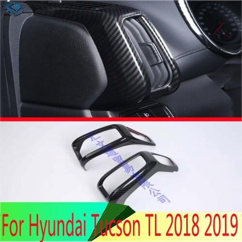 For Hyundai ix35 2018 2019 Carbon Fiber Style Air Vent Outlet Cover Dashboard Trim Bezel Frame Molding Garnish Accent Styling