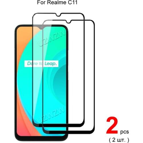 2pcs For Realme C11 Full Cover Tempered Glass Screen Protector Protective Glass Guard Film