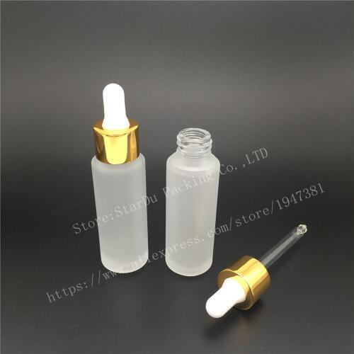 Travel bottle 300pcs 30ml Matte transparent glass essential oil bottle with tamper evident dropper, 1oz frosted glass bottle