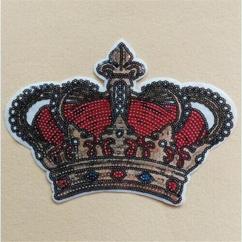 T shirt Women sweet patch sequins 238mm red crown deal with it biker patches for clothing stickers 3d t shirt mens free shipping