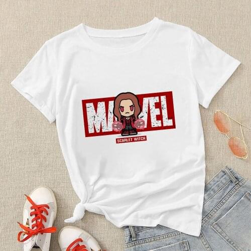 Scarlet Witch Ladies T-shirt Marvel The Avengers Graphic T shirts Women Fashion Streetware Disney Brand Clothing Summer Edgy