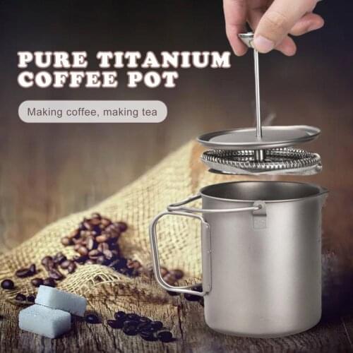 New 750ml Titanium Coffee Cup Mug French Press Pot Coffee Maker With Lid Outdoor Camping Cooking Camping Mug Cooking Pot