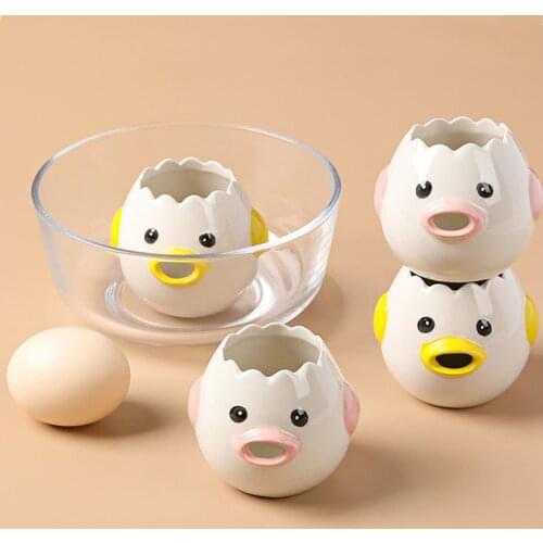 Creative Cartoon Chicken Egg Yolk White Separator Ceramics Ceramic Cartoon Chick Egg Separator Dining Cooking Kitchen Supplies
