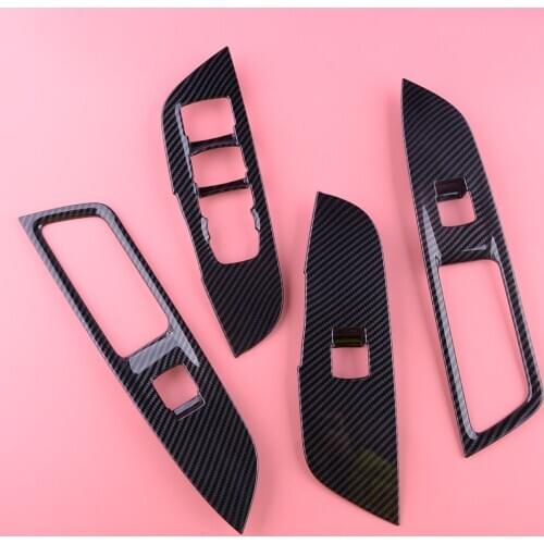 LHD 4pcs/set Carbon Fiber Style Window Switch Panel Cover Trim Fit For Chevrolet Blazer 2019 2020