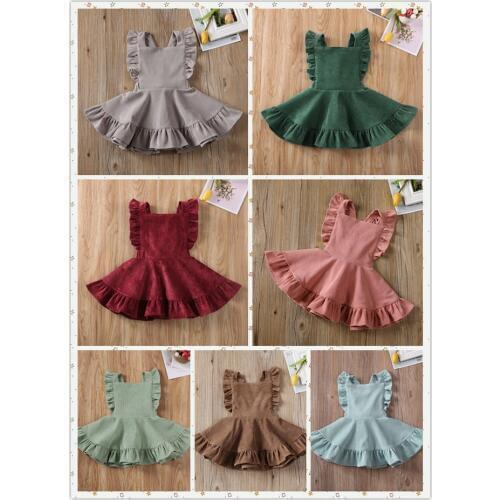 New Hot Pudcoco Infant Baby Kids Girls Corduroy Lolita Dress Ruffles Princess Party Wedding Tutu Dresses Girls Clothing