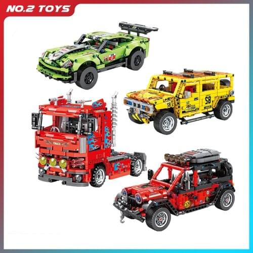 2021 New Super Sport Car Truck Off-Road Model Bricks Mechanical Pull Back Vehicle Building Blocks Toys for Kids Gifts
