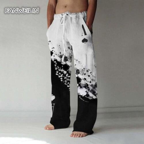 Spring Autumn New Men Casual Pant Poker Black Heart A Print Male Hip Hop Trousers Plus Size Streetwear Sweatpants Pantalon Homme
