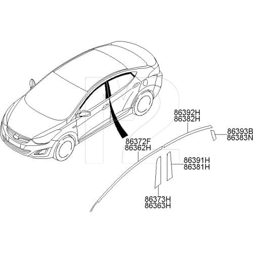 New Genuine OEM For ELANTRA MD 11-15 Black-Out Tape Black belt on the door frame Grind decorative sticker