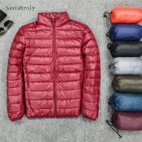 New Autumn Winter Men Lightweight Down Jacket Ultra Light 90% White Duck Down Parkas Coat Male Short Outwears Tops Plus Size 4XL