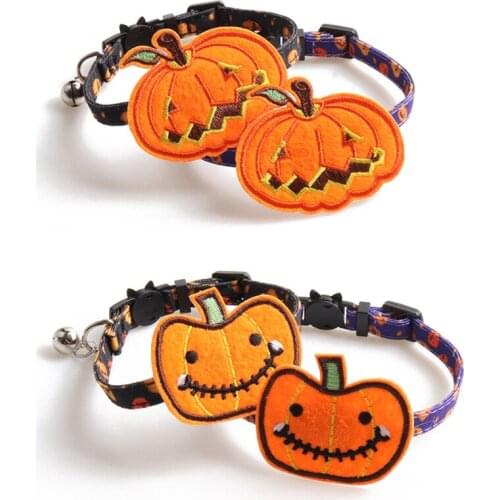 1Pc Cat Collar Bells Halloween Pumpkin Pet Product Accessories Home Disassembly Jewelry Kawaii Animal Dog Collar 1.0*28Cm