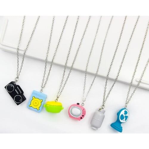 Retro Household Electric Appliances Pendant Necklace Radio gas range Gas tank Fan television Soup pot Resin Necklace