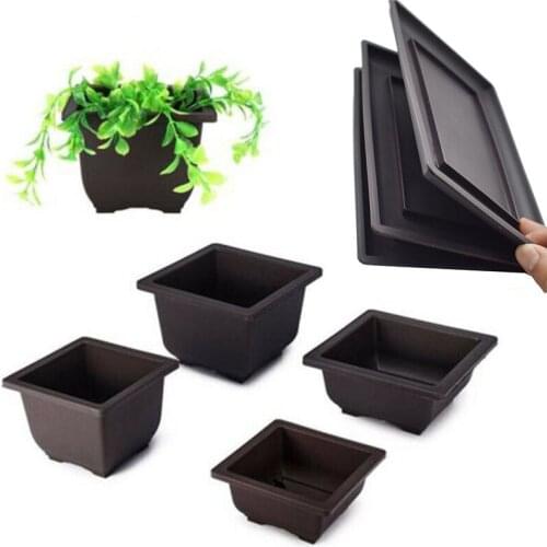 1set Plastic Fleshy Flower Pot Tray Rectangle Square Nursery Planter Imitation Purple Sand Garden Home Decor