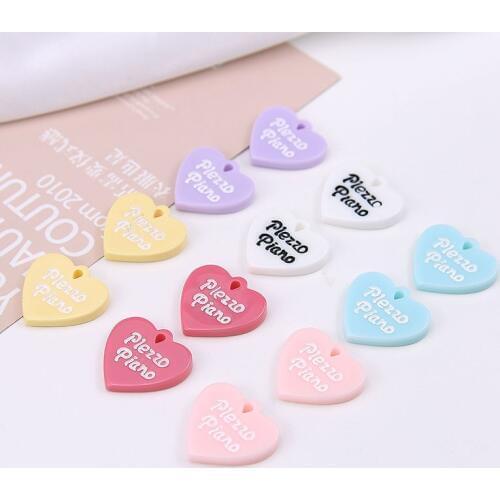 10PCS Resin Heart Pendants Charms DIY Necklace Earrings Making Hair Accessories Mobile Phone Cover Decoration Jewelry Findings