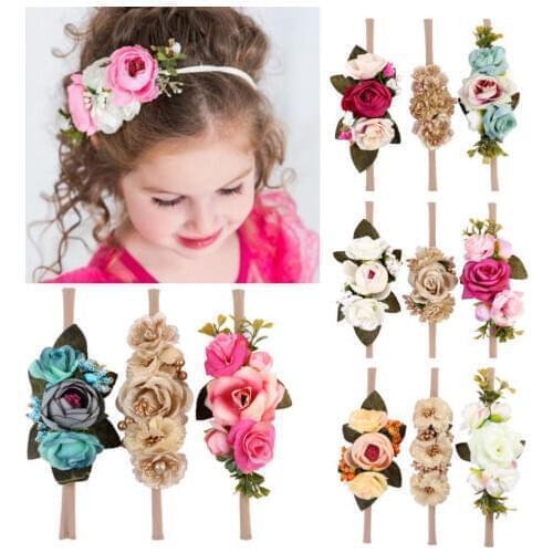 2019 Baby Girl Headwear Baby Girls Headbands Accessories Flower Band for Newborns Toddler Infants 3pcs