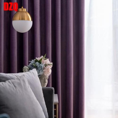 Luxury Green/Purple/pink Blackout Window Curtains for Living Room Bedroom Soft Blinds Solid Chinese Thick Flannel Curtains