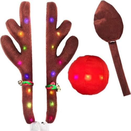 LED Christmas Car Reindeer Antler Decoration Car Decoration Car Nose Fit Car For All Decoration Reindeer Antler And Types T P4V5