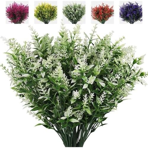 Outdoor Plastic Artificial Flowers 8pcs UV Outdoor Flowers Resistant Artificial Plants for Arrangement Home Garden Decoration