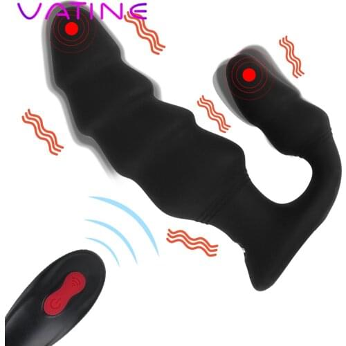 VATINE 9 Speed Male Prostate Massager Anal Vibrator Sex Toys for Adult Anal Beads Wireless Remote Vibrating Butt Plug