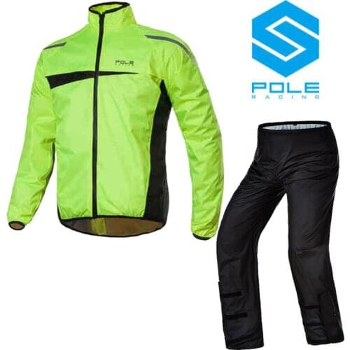 POLE Waterproof Motorcyclist Breathable Electric Motorcycle Raincoat Motocross Rainproof Motorbike Adult Rainwear 210T Nylon PU