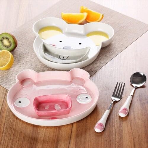 High quality ceramic tableware dinner set porcelain childrens lovely plate cartoon fork spoon snack dish gift dinnerware