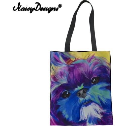 Noisydesigns Shih Tzu Dog Prints Womens Shopping Bag Tote Package Crossbody For Women Handbag Daily Female Tote Simple Shoulder