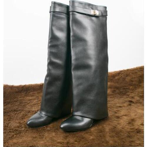 Sestito Hot Sale 2018 Woman Fashion Wedges Height Increasing Slip-on Knee High Boots Ladies Cross Band Pointed Toe Long Boots