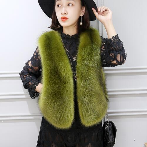 New Autumn Winter Fashion Fox Fur Vest Women Warm High Quality Fur Coats Jackets Slim Faux Fox Fur Sleeveless Vest Coat Mw169
