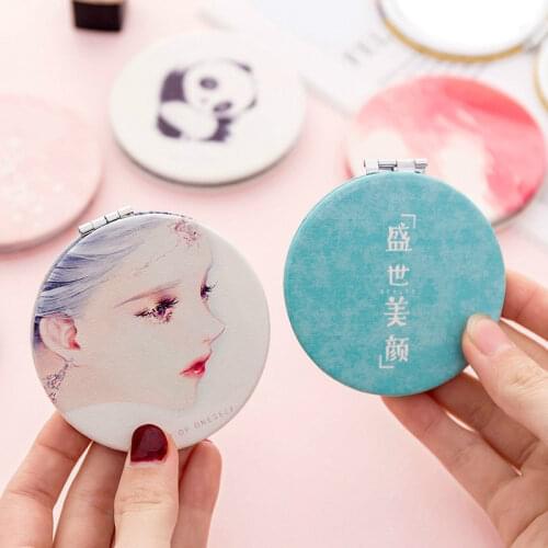 1pc Fashion Cartoon Anti-fall Portable Small Mirror Cute Girls Makeup Mirror Pocket Mirror for Beauty Tools Mini Mirror