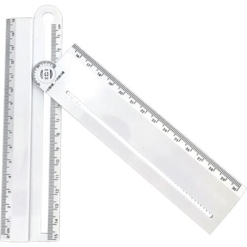 1pcs Simple Style 30cm Transparent Rectangle Ruler Protractor Student Stationery Drawing Tool Supplies U4LD