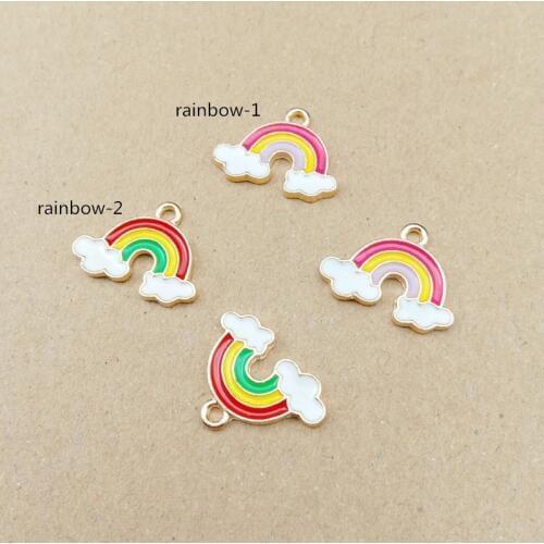 10pcs 14x19mm enamel rainbow charm for jewelry making earring pendant fashion charm bracelet charm zina alloy