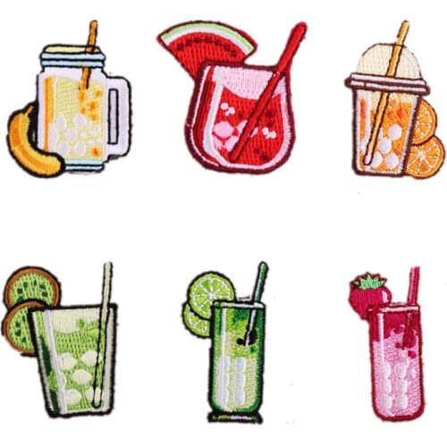 100pcs/lot Embroidery Patch Sushi Hot Dog Shrimp Pilaf Watermelon Strawberry Fruit Juice Clothing Decoration Craft Diy Applique